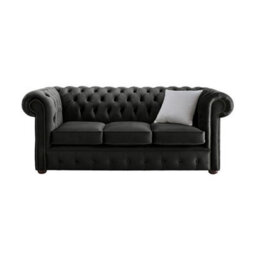 Chesterfield 3 Seater Malta Cosmic Grey Velvet Fabric Sofa In Classic Style - thumbnail 1