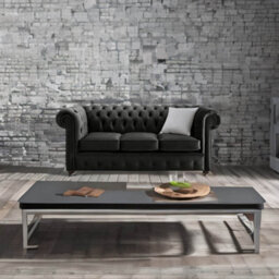 Chesterfield 3 Seater Malta Cosmic Grey Velvet Fabric Sofa In Classic Style - thumbnail 3