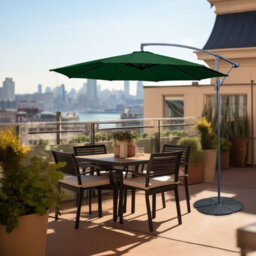 Sundaze Green 3M Garden Banana Parasol Cantilever Umbrella Sun Shade Patio Hanging With Base Weights - thumbnail 1