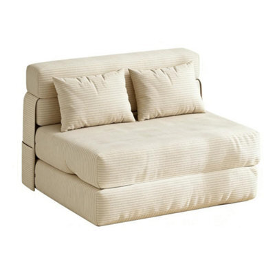 Sofa Bed, 2 Seater Convertible Guest Bed For Small Spaces, Folding Floor Chair Bed With Thick Mattress And Washable Corduroy Cover - image 1
