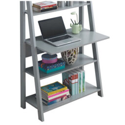 Timber Art Design Riva Scandinavian Retro Ladder Bookcase Desk Shelving Shelf Unit Grey 5 Tier - thumbnail 3