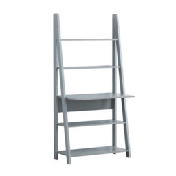 Timber Art Design Riva Scandinavian Retro Ladder Bookcase Desk Shelving Shelf Unit Grey 5 Tier - thumbnail 2