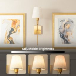 Valuelights Kincaid Rechargeable Easy Fit Wall Light With Fabric Shade - Antique Brass - thumbnail 4