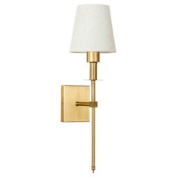 Valuelights Kincaid Rechargeable Easy Fit Wall Light With Fabric Shade - Antique Brass