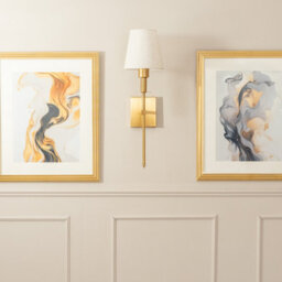 Valuelights Kincaid Rechargeable Easy Fit Wall Light With Fabric Shade - Antique Brass - thumbnail 3