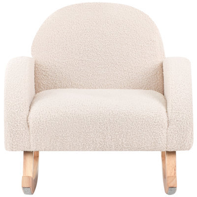Wyld And Coco Kids Rocking Chair Bouclé Upholstery Light Beige Wooden Armchair With Armrests, W54 X D52 X H53Cm - image 1
