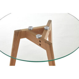 Orsina Stable Set Of Two Glass Top Oak Wood Base Side Tables, Stylish Table For Breakfast, Robust Breakfast Table - thumbnail 3