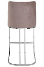 Orsina Grey Bar Stool With Footrest,velvet Upholstered Seat With Silver Legs,high Counter Seat For Kitchen Use - thumbnail 5