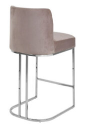 Orsina Grey Bar Stool With Footrest,velvet Upholstered Seat With Silver Legs,high Counter Seat For Kitchen Use - thumbnail 4