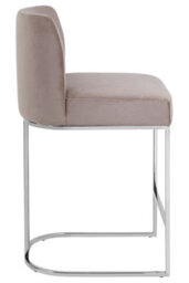 Orsina Grey Bar Stool With Footrest,velvet Upholstered Seat With Silver Legs,high Counter Seat For Kitchen Use - thumbnail 3
