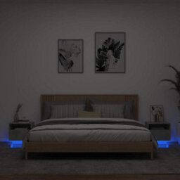 Walplus Bedside Cabinets With Led Lights 2 Pcs Concrete Grey 40X39X37 Cm - thumbnail 1