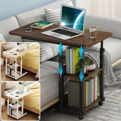 Thehotsale Height-Adjustable Mobile Desk With Brake And 2 Anti-Fall Storage Shelves - image 1