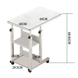 Thehotsale Height-Adjustable Mobile Desk With Brake And 2 Anti-Fall Storage Shelves - thumbnail 9