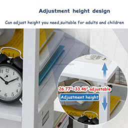 Thehotsale Height-Adjustable Mobile Desk With Brake And 2 Anti-Fall Storage Shelves - thumbnail 7