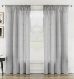 "Tyrone Textiles Rhodes Silver Linen-Look Sheer Voile Panels - Pair 140 X 183Cm (55X72"")"
