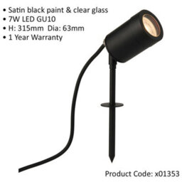 Outdoor Ip65 Ground Spike Spotlight - 7W Gu10 Led - Satin Black Finish - thumbnail 2