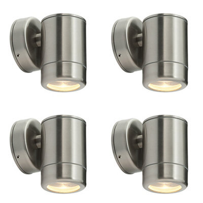 4 Pack Outdoor Ip65 Wall Downlight - Dimmable 7W Led Gu10 - Stainless Steel - image 1