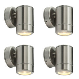 4 Pack Outdoor Ip65 Wall Downlight - Dimmable 7W Led Gu10 - Stainless Steel - thumbnail 1