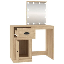 Berkfield Dressing Table With Led Sonoma Oak 90X50X132.5 Cm Engineered Wood - thumbnail 7