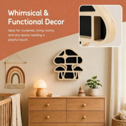 Wooden Mushroom Floating Shelf For Crystals & Gemsto - thumbnail 4