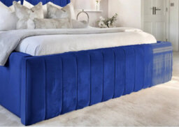 UKBEDFURNITURE Geneva Blue Plush Valvet Upholstered Gas Lift Ottoman Storage Bed -  With 60 Inch Headboard - thumbnail 3