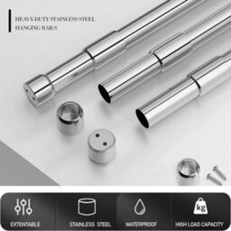 47 To 80Cm Adjustable Stainless Steel Telescopic Rod , Closet And Curtain Rail - thumbnail 3