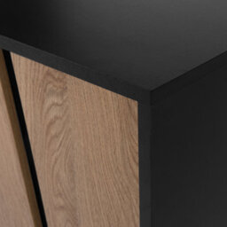 Beliani Nordic Sideboard Light Brown With Black Top, 2 Cabinets 3 Drawers, Metal Legs - W177 X D40 X H75Cm - thumbnail 8