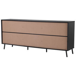 Beliani Nordic Sideboard Light Brown With Black Top, 2 Cabinets 3 Drawers, Metal Legs - W177 X D40 X H75Cm - thumbnail 5