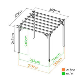 Cerland Ancolie Wooden Pergola 3M X 3M - thumbnail 3