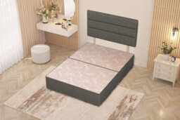 Somnior Beds Somnior Chambery Linen Fabric 4Ft6 Double Divan Bed Base With Upholstered Headboard Silver - thumbnail 4