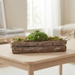 Xl Wooden Bark Planter Arrangement - 50Cm