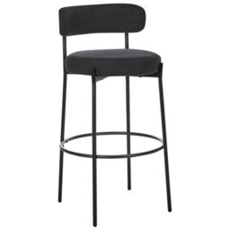Wyld And Coco Set Of 2 Black Boucle Armless Bar Stools With Matt Steel Legs And Floor Caps, Counter-Height Seating - thumbnail 5