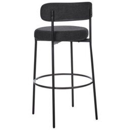 Wyld And Coco Set Of 2 Black Boucle Armless Bar Stools With Matt Steel Legs And Floor Caps, Counter-Height Seating - thumbnail 6
