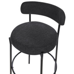 Wyld And Coco Set Of 2 Black Boucle Armless Bar Stools With Matt Steel Legs And Floor Caps, Counter-Height Seating - thumbnail 7