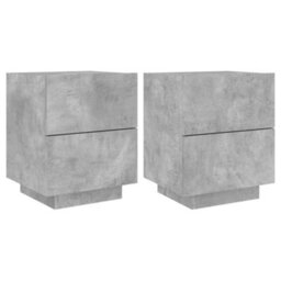 Berkfield Bedside Cabinets With Led Lights 2 Pcs Concrete Grey Engineered Wood - thumbnail 2