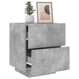 Berkfield Bedside Cabinets With Led Lights 2 Pcs Concrete Grey Engineered Wood - thumbnail 4