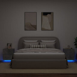 Berkfield Bedside Cabinets With Led Lights 2 Pcs Concrete Grey Engineered Wood - thumbnail 1