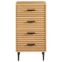 Wyld and Coco Novaliving Chest Of Drawers - Light Brown Melamine On Mdf With Iron Legs, 4 Drawers, Compact (W48 X D40 X H90Cm) - thumbnail 1