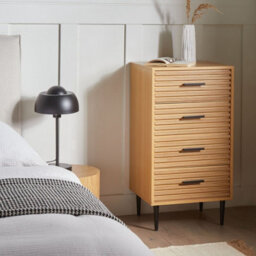Wyld and Coco Novaliving Chest Of Drawers - Light Brown Melamine On Mdf With Iron Legs, 4 Drawers, Compact (W48 X D40 X H90Cm) - thumbnail 2