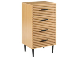Wyld and Coco Novaliving Chest Of Drawers - Light Brown Melamine On Mdf With Iron Legs, 4 Drawers, Compact (W48 X D40 X H90Cm) - thumbnail 3
