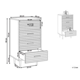 Wyld and Coco Novaliving Chest Of Drawers - Light Brown Melamine On Mdf With Iron Legs, 4 Drawers, Compact (W48 X D40 X H90Cm) - thumbnail 4