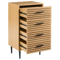 Wyld and Coco Novaliving Chest Of Drawers - Light Brown Melamine On Mdf With Iron Legs, 4 Drawers, Compact (W48 X D40 X H90Cm) - thumbnail 5