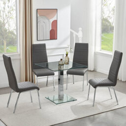 Furniture in Fashion Hartley Clear Glass Top Bistro Dining Table With Glass Base - thumbnail 4