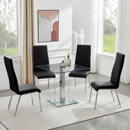 Furniture in Fashion Hartley Clear Glass Top Bistro Dining Table With Glass Base - thumbnail 3