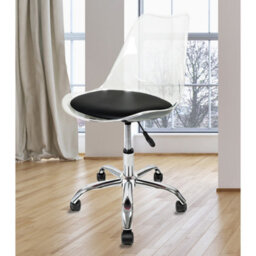 Fusion Living Soho Clear Plastic Dining Chair With Swivel Base Black - thumbnail 7