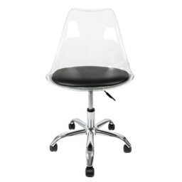 Fusion Living Soho Clear Plastic Dining Chair With Swivel Base Black - thumbnail 2