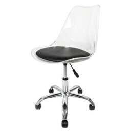 Fusion Living Soho Clear Plastic Dining Chair With Swivel Base Black - thumbnail 1