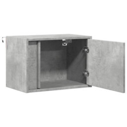 Berkfield Wall-Mounted Bedside Cabinet With Led Lights Concrete Oak - thumbnail 7
