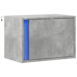 Berkfield Wall-Mounted Bedside Cabinet With Led Lights Concrete Oak - thumbnail 3
