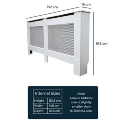 Jack Stonehouse White Diamond Mdf Radiator Cover - Large - 152Cm (W) X 81.5Cm (H) X 19Cm (D) - thumbnail 7